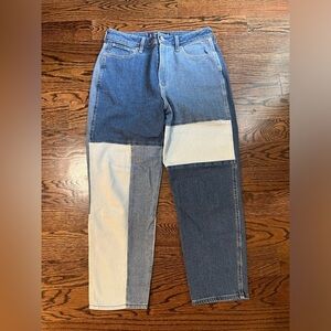 Hollister Ultra High Rise Mom Jeans Sz. 28 (7) Patchwork Denim Vintage Stretch